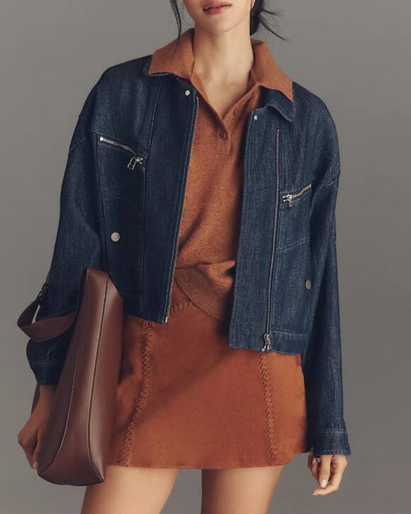 Pilcro Jackets & Blazers - Pilcro Anthropologie Super-Soft Denim Moto Jacket Small